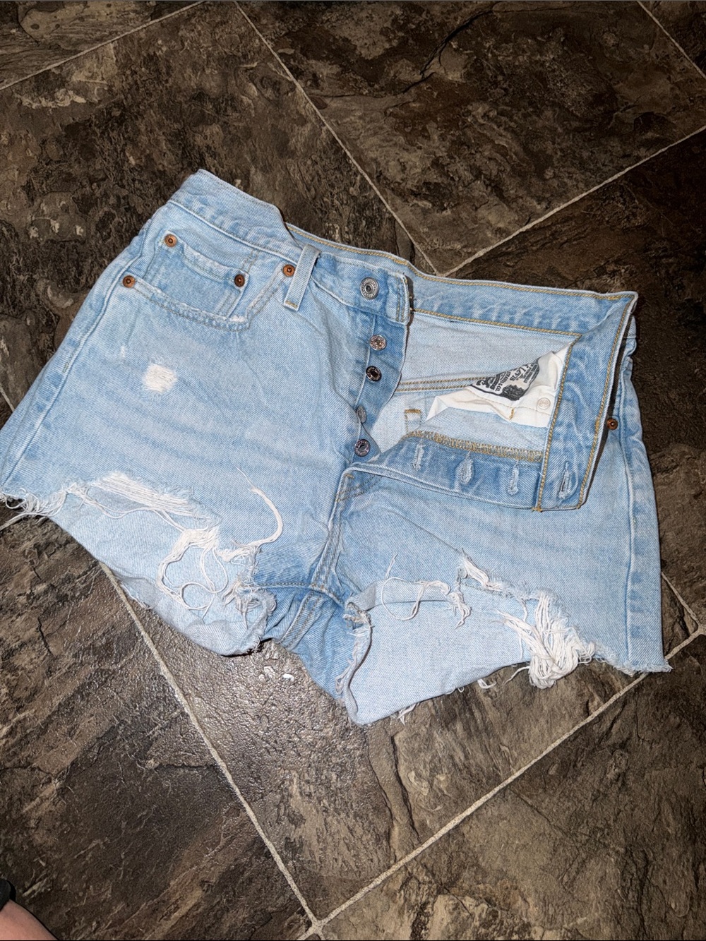 Vintage Levi’s 501 Button Fly High Rise Cut Off Jean Shorts Made in USA